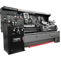 Jet - 17" Swing, 40" Between Centers, 230/460 Volt, Triple Phase Engine Lathe - 5MT Taper, 7-1/2 hp, 36 to 1,800 RPM, 3-1/8" Bore Diam, 44" Deep x 68" High x 94" Long - Exact Tool & Supply