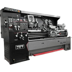 Jet - 17" Swing, 40" Between Centers, 230/460 Volt, Triple Phase Engine Lathe - 5MT Taper, 7-1/2 hp, 36 to 1,800 RPM, 3-1/8" Bore Diam, 44" Deep x 68" High x 94" Long - Exact Tool & Supply