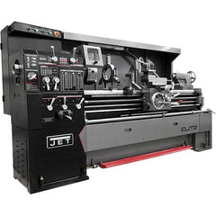 Jet - 17" Swing, 40" Between Centers, 230/460 Volt, Triple Phase Engine Lathe - 5MT Taper, 7-1/2 hp, 36 to 1,800 RPM, 3-1/8" Bore Diam, 44" Deep x 68" High x 94" Long - Exact Tool & Supply
