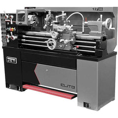 Jet - 12" Swing, 36" Between Centers, 230 Volt, Single Phase Engine Lathe - 5MT Taper, 2 hp, 40 to 2,000 RPM, 1-9/16" Bore Diam, 30" Deep x 60" High x 71" Long - Exact Tool & Supply