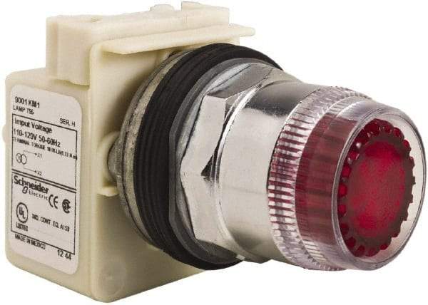 Schneider Electric - 30mm Mount Hole, Extended Straight, Pushbutton Switch Only - Round, Red Pushbutton, Momentary (MO), Weatherproof, Dust and Oil Resistant - Exact Tool & Supply