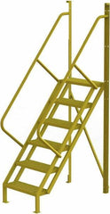TRI-ARC - 102" 6 Step Configurable Crossover Ladder - 50° Incline, 1,000 Lb Capacity, 60" Platform Height, 30" Base Width x 52-1/2" Base Depth, Perforated Tread - Exact Tool & Supply