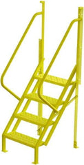 TRI-ARC - 82" 4 Step Configurable Crossover Ladder - 50° Incline, 1,000 Lb Capacity, 40" Platform Height, 30" Base Width x 35-1/2" Base Depth, Perforated Tread - Exact Tool & Supply