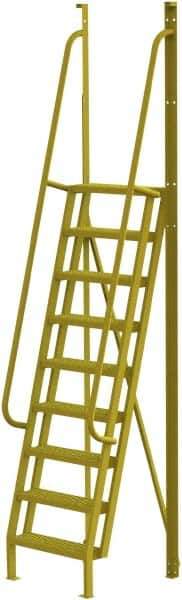 TRI-ARC - 132" 9 Step Configurable Crossover Ladder - 75° Incline, 1,000 Lb Capacity, 90" Platform Height, 30" Base Width x 33" Base Depth, Serrated - Exact Tool & Supply
