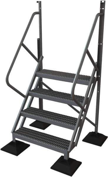 TRI-ARC - 82" 4 Step Configurable Rooftop Ladder - 50° Incline, 500 Lb Capacity, 40" Platform Height, 52-3/4" Base Width x 40" Base Depth, Serrated - Exact Tool & Supply