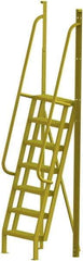 TRI-ARC - 112" 7 Step Configurable Crossover Ladder - 75° Incline, 1,000 Lb Capacity, 70" Platform Height, 30" Base Width x 28" Base Depth, Serrated - Exact Tool & Supply