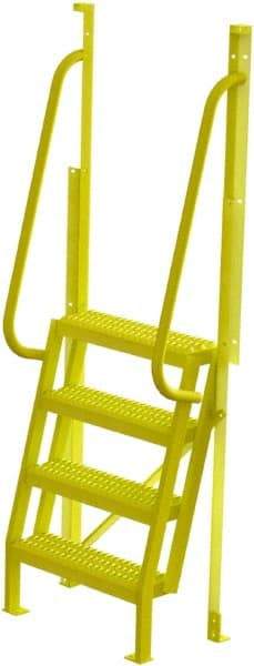 TRI-ARC - 82" 4 Step Configurable Crossover Ladder - 75° Incline, 1,000 Lb Capacity, 40" Platform Height, 30" Base Width x 20-1/2" Base Depth, Serrated - Exact Tool & Supply