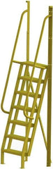 TRI-ARC - 112" 7 Step Configurable Crossover Ladder - 75° Incline, 1,000 Lb Capacity, 70" Platform Height, 30" Base Width x 28" Base Depth, Perforated Tread - Exact Tool & Supply