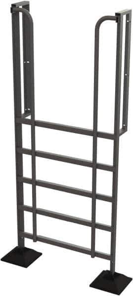 TRI-ARC - 102" 6 Step Configurable Rooftop Ladder - 90° Incline, 500 Lb Capacity, 60" Platform Height, 52-1/4" Base Width x 26" Base Depth, Perforated Tread - Exact Tool & Supply