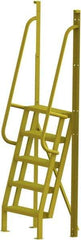 TRI-ARC - 92" 5 Step Configurable Crossover Ladder - 75° Incline, 1,000 Lb Capacity, 50" Platform Height, 30" Base Width x 23" Base Depth, Perforated Tread - Exact Tool & Supply