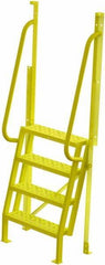 TRI-ARC - 82" 4 Step Configurable Crossover Ladder - 75° Incline, 1,000 Lb Capacity, 40" Platform Height, 30" Base Width x 20-1/2" Base Depth, Perforated Tread - Exact Tool & Supply