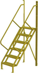 TRI-ARC - 102" 6 Step Configurable Crossover Ladder - 50° Incline, 1,000 Lb Capacity, 60" Platform Height, 30" Base Width x 52-1/2" Base Depth, Serrated - Exact Tool & Supply
