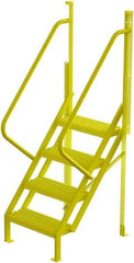 TRI-ARC - 82" 4 Step Configurable Crossover Ladder - 50° Incline, 1,000 Lb Capacity, 40" Platform Height, 30" Base Width x 35-1/2" Base Depth, Serrated - Exact Tool & Supply