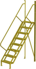 TRI-ARC - 122" 8 Step Configurable Crossover Ladder - 50° Incline, 1,000 Lb Capacity, 80" Platform Height, 30" Base Width x 69-1/2" Base Depth, Perforated Tread - Exact Tool & Supply