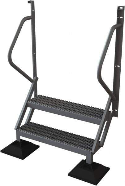 TRI-ARC - 62" 2 Step Configurable Rooftop Ladder - 50° Incline, 500 Lb Capacity, 20" Platform Height, 46-1/4" Base Width x 20" Base Depth, Serrated - Exact Tool & Supply