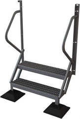 TRI-ARC - 62" 2 Step Configurable Rooftop Ladder - 50° Incline, 500 Lb Capacity, 20" Platform Height, 46-1/4" Base Width x 20" Base Depth, Serrated - Exact Tool & Supply