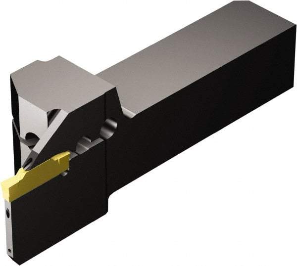 Sandvik Coromant - QS-R/LF123..C..E, Internal or External, Right Hand, 25mm Max Depth of Cut, Indexable Grooving Tool Holder - N123J2-0500-0004-TF Insert Compatibility, 25mm Shank Height, 25mm Shank Width, 125.82mm OAL, Through Coolant - Exact Tool & Supply