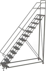 TRI-ARC - 166" 13 Step Configurable Rolling Ladder - 56° Incline, 450 Lb Capacity, 130" Platform Height, 39" Base Width x 97" Base Depth, Perforated Tread - Exact Tool & Supply