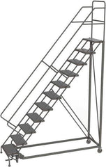 TRI-ARC - 146" 11 Step Configurable Rolling Ladder - 50° Incline, 450 Lb Capacity, 110" Platform Height, 35" Base Width x 84" Base Depth, Perforated Tread - Exact Tool & Supply