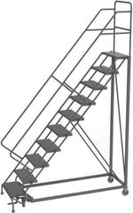 TRI-ARC - 136" 10 Step Configurable Rolling Ladder - 50° Incline, 450 Lb Capacity, 100" Platform Height, 35" Base Width x 76" Base Depth, Perforated Tread - Exact Tool & Supply