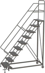 TRI-ARC - 126" 9 Step Configurable Rolling Ladder - 56° Incline, 450 Lb Capacity, 90" Platform Height, 35" Base Width x 71" Base Depth, Perforated Tread - Exact Tool & Supply