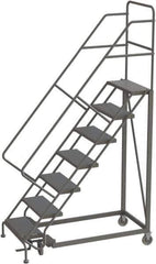 TRI-ARC - 106" 7 Step Configurable Rolling Ladder - 50° Incline, 450 Lb Capacity, 70" Platform Height, 35" Base Width x 56" Base Depth, Perforated Tread - Exact Tool & Supply