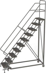 TRI-ARC - 136" 10 Step Configurable Rolling Ladder - 50° Incline, 450 Lb Capacity, 100" Platform Height, 35" Base Width x 76" Base Depth, Serrated - Exact Tool & Supply