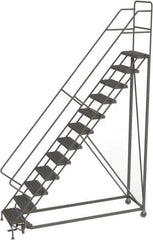 TRI-ARC - 156" 12 Step Configurable Rolling Ladder - 56° Incline, 450 Lb Capacity, 120" Platform Height, 35" Base Width x 90" Base Depth, Serrated - Exact Tool & Supply