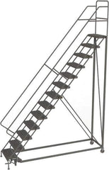 TRI-ARC - 166" 13 Step Configurable Rolling Ladder - 56° Incline, 450 Lb Capacity, 130" Platform Height, 39" Base Width x 97" Base Depth, Serrated - Exact Tool & Supply
