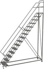 TRI-ARC - 186" 15 Step Configurable Rolling Ladder - 56° Incline, 450 Lb Capacity, 150" Platform Height, 39" Base Width x 111" Base Depth, Perforated Tread - Exact Tool & Supply
