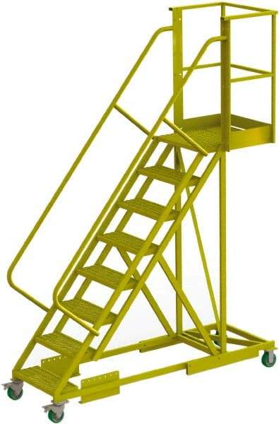 TRI-ARC - 122" 8 Step Configurable Cantilever Ladder - Supported, 300 Lb Capacity, 80" Platform Height, 30" Base Width x 89" Base Depth, Perforated Tread - Exact Tool & Supply