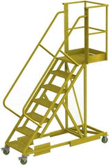 TRI-ARC - 112" 7 Step Configurable Cantilever Ladder - Supported, 300 Lb Capacity, 70" Platform Height, 30" Base Width x 81" Base Depth, Perforated Tread - Exact Tool & Supply