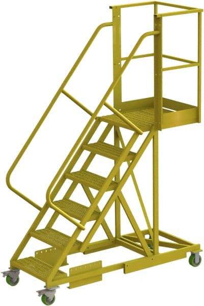 TRI-ARC - 102" 6 Step Configurable Cantilever Ladder - Supported, 300 Lb Capacity, 60" Platform Height, 30" Base Width x 72" Base Depth, Serrated - Exact Tool & Supply