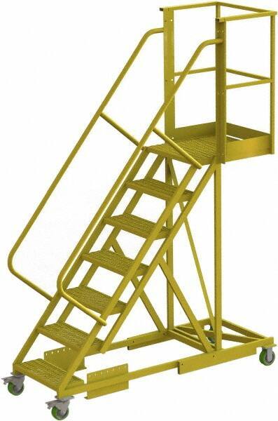 TRI-ARC - 112" 7 Step Configurable Cantilever Ladder - Supported, 300 Lb Capacity, 70" Platform Height, 30" Base Width x 81" Base Depth, Serrated - Exact Tool & Supply