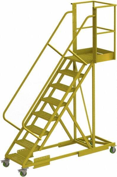 TRI-ARC - 122" 8 Step Configurable Cantilever Ladder - Supported, 300 Lb Capacity, 80" Platform Height, 30" Base Width x 89" Base Depth, Serrated - Exact Tool & Supply