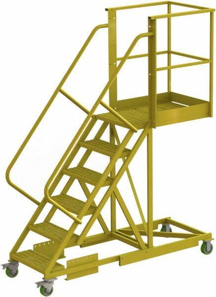 TRI-ARC - 102" 6 Step Configurable Cantilever Ladder - Supported, 300 Lb Capacity, 60" Platform Height, 30" Base Width x 82" Base Depth, Perforated Tread - Exact Tool & Supply