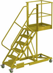 TRI-ARC - 102" 6 Step Configurable Cantilever Ladder - Supported, 300 Lb Capacity, 60" Platform Height, 30" Base Width x 82" Base Depth, Perforated Tread - Exact Tool & Supply