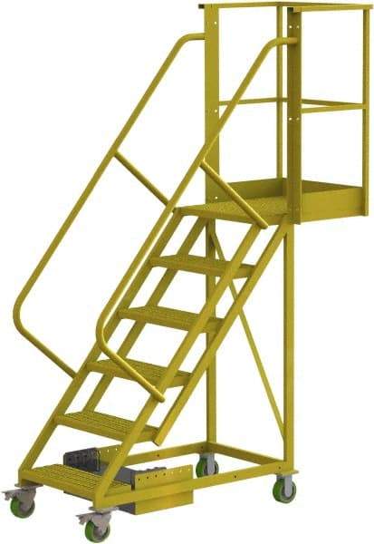 TRI-ARC - 102" 6 Step Configurable Cantilever Ladder - Unsupported, 300 Lb Capacity, 60" Platform Height, 30" Base Width x 72" Base Depth, Perforated Tread - Exact Tool & Supply