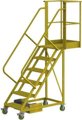 TRI-ARC - 102" 6 Step Configurable Cantilever Ladder - Unsupported, 300 Lb Capacity, 60" Platform Height, 30" Base Width x 72" Base Depth, Perforated Tread - Exact Tool & Supply