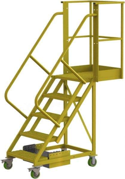 TRI-ARC - 92" 5 Step Configurable Cantilever Ladder - Unsupported, 300 Lb Capacity, 50" Platform Height, 30" Base Width x 64" Base Depth, Perforated Tread - Exact Tool & Supply