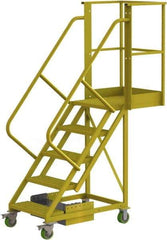 TRI-ARC - 92" 5 Step Configurable Cantilever Ladder - Unsupported, 300 Lb Capacity, 50" Platform Height, 30" Base Width x 64" Base Depth, Perforated Tread - Exact Tool & Supply