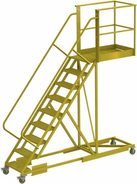 TRI-ARC - 132" 9 Step Configurable Cantilever Ladder - Supported, 300 Lb Capacity, 90" Platform Height, 30" Base Width x 117" Base Depth, Serrated - Exact Tool & Supply