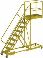 TRI-ARC - 132" 9 Step Configurable Cantilever Ladder - Supported, 300 Lb Capacity, 90" Platform Height, 30" Base Width x 117" Base Depth, Serrated - Exact Tool & Supply