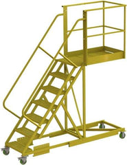 TRI-ARC - 112" 7 Step Configurable Cantilever Ladder - Supported, 300 Lb Capacity, 70" Platform Height, 30" Base Width x 101" Base Depth, Serrated - Exact Tool & Supply