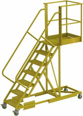 TRI-ARC - 112" 7 Step Configurable Cantilever Ladder - Supported, 300 Lb Capacity, 70" Platform Height, 30" Base Width x 91" Base Depth, Perforated Tread - Exact Tool & Supply
