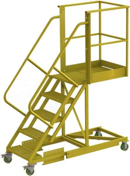 TRI-ARC - 92" 5 Step Configurable Cantilever Ladder - Supported, 300 Lb Capacity, 50" Platform Height, 30" Base Width x 74" Base Depth, Serrated - Exact Tool & Supply