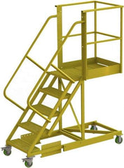 TRI-ARC - 92" 5 Step Configurable Cantilever Ladder - Supported, 300 Lb Capacity, 50" Platform Height, 30" Base Width x 74" Base Depth, Serrated - Exact Tool & Supply