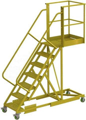 TRI-ARC - 112" 7 Step Configurable Cantilever Ladder - Supported, 300 Lb Capacity, 70" Platform Height, 30" Base Width x 91" Base Depth, Serrated - Exact Tool & Supply