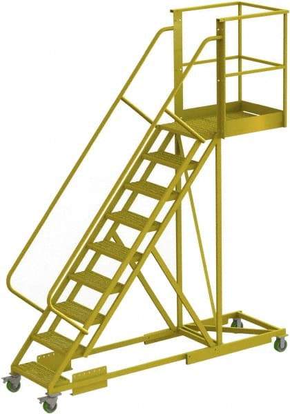 TRI-ARC - 132" 9 Step Configurable Cantilever Ladder - Supported, 300 Lb Capacity, 90" Platform Height, 30" Base Width x 107" Base Depth, Serrated - Exact Tool & Supply