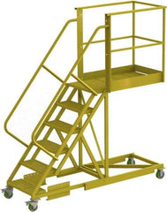 TRI-ARC - 102" 6 Step Configurable Cantilever Ladder - Supported, 300 Lb Capacity, 60" Platform Height, 30" Base Width x 92" Base Depth, Perforated Tread - Exact Tool & Supply